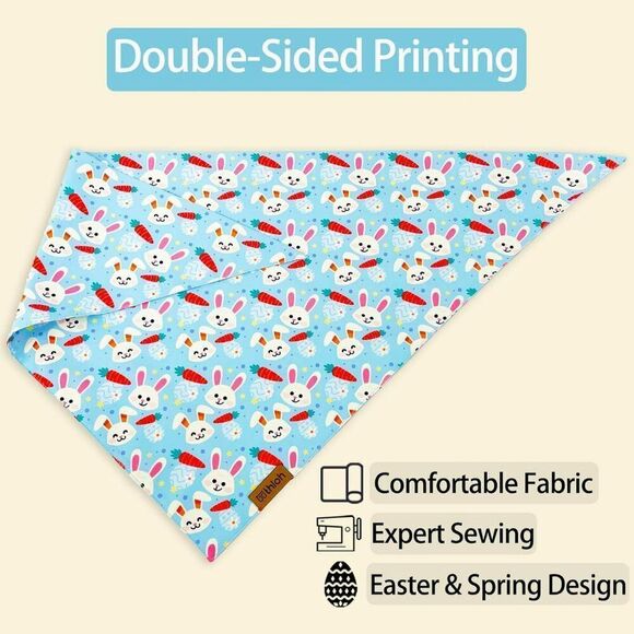 Dog Bandanas 2 Pack Reversible Pet Scarf Spring Easter Sz L up to 19" n… - Picture 5 of 7
